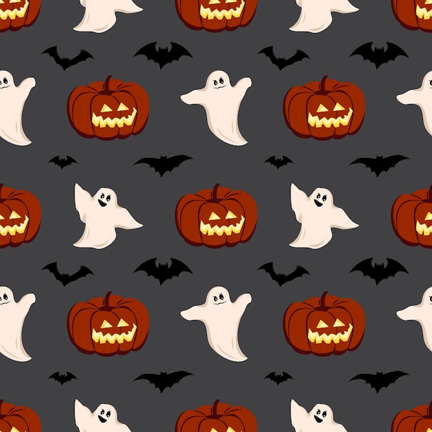 pattern with pumpkins ghosts and bats for halloween