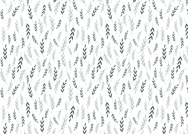 Pattern with scattered green leaves