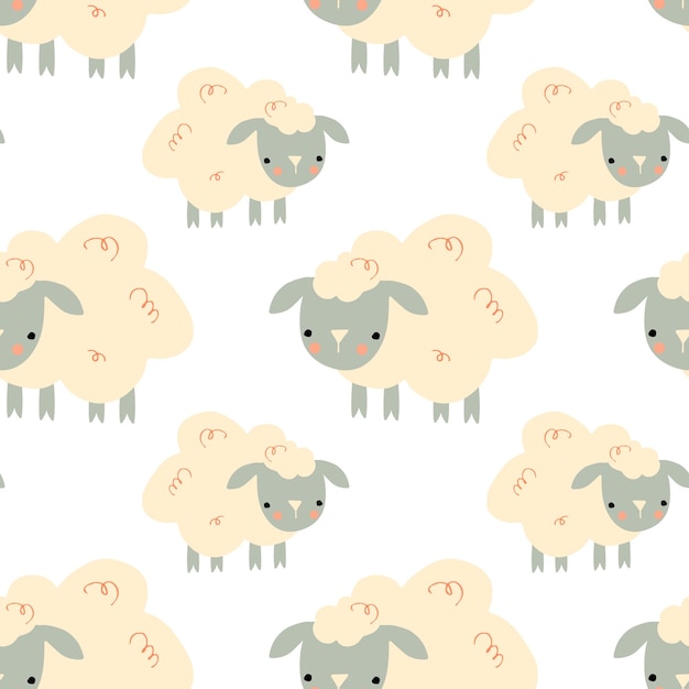 A pattern with sheep on a white background.