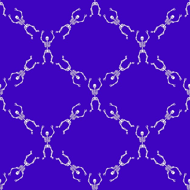 Vector pattern with skeletons on a purple background