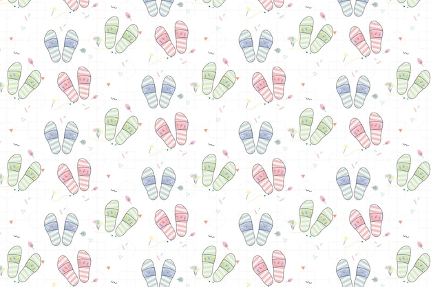 Pattern with slippers in pastel tones abstract pattern vector background for design