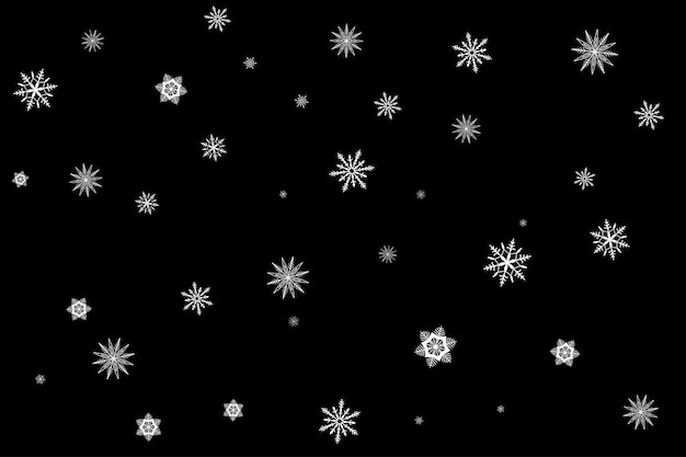 Pattern with snowflakes on a black background Christmas and New Year backdrop Winter overlay