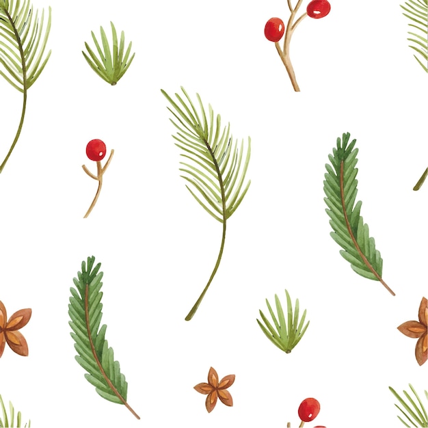 Pattern with spruce branches. Illustration for New Year cards and paper