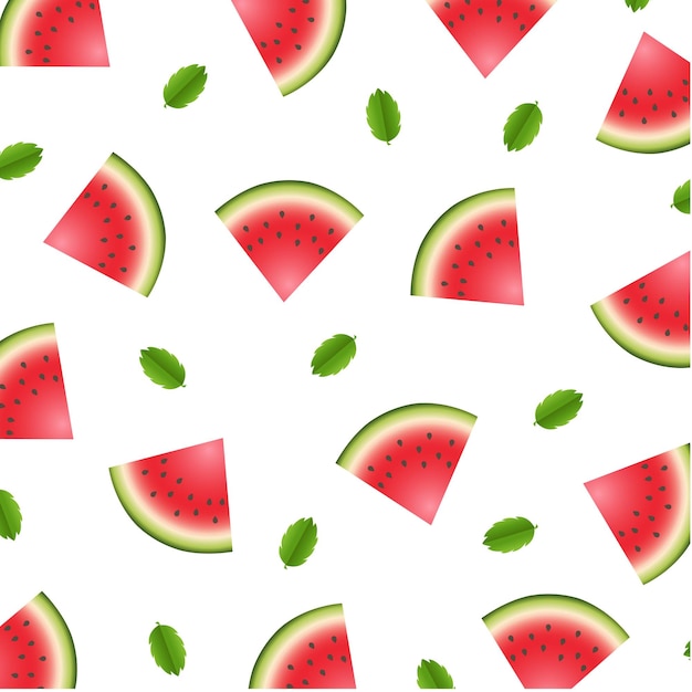 Pattern With Sweet Watermelon With Mint