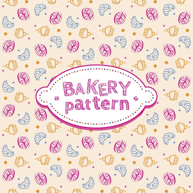 Vector pattern with sweets and pastries