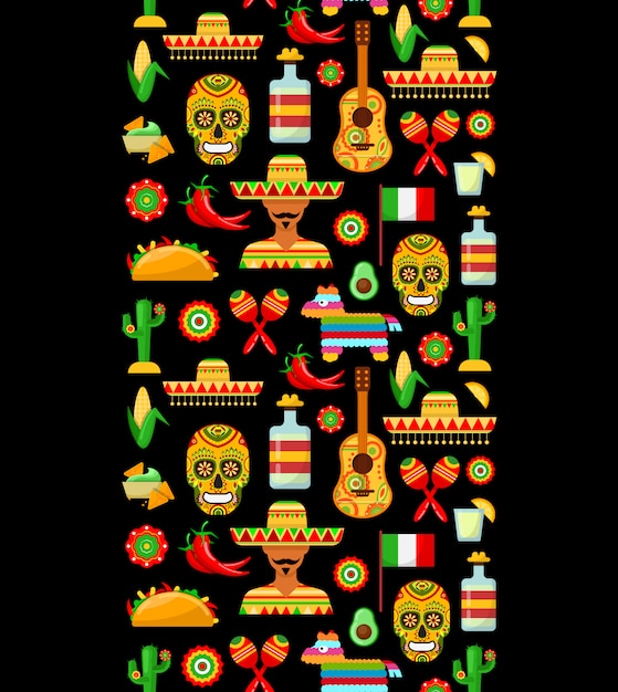 pattern with traditional Mexican attributes 