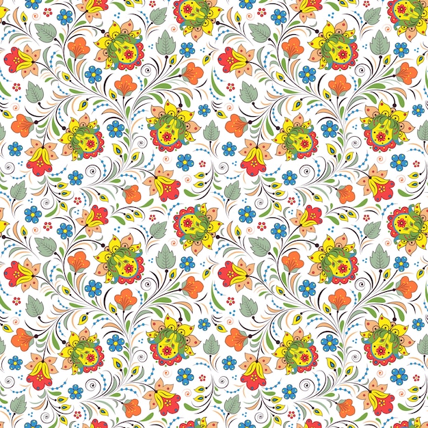 Pattern with traditional russian floral ornament