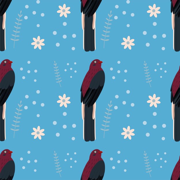 Vector pattern with trogon bird