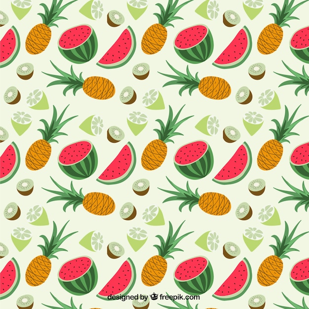 Pattern with tropical fruits