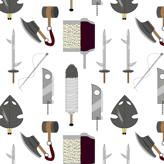 pattern with vector illustration of a dagger sword all elements are isolated