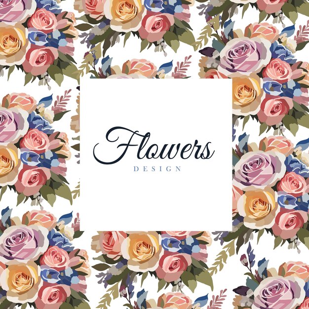 pattern with watercolor colored roses