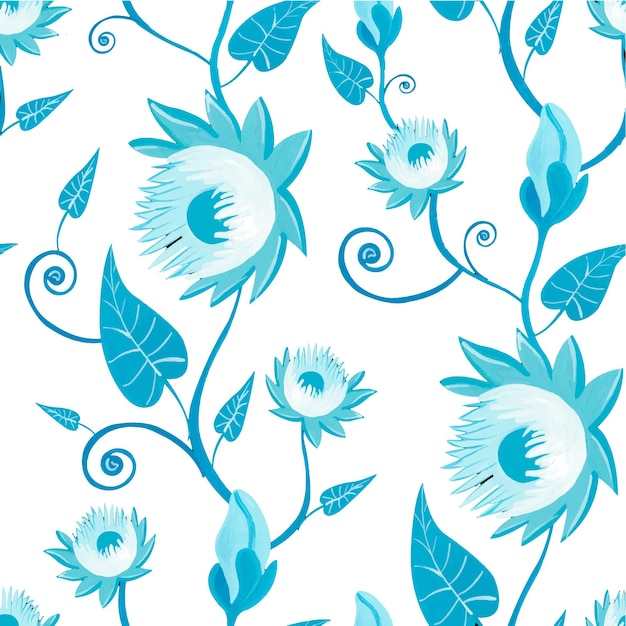 Pattern with watercolor flowers