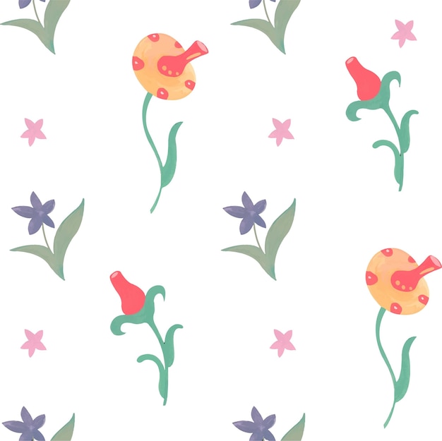 Pattern with watercolor flowers