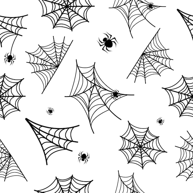 Pattern with web and spiders. Halloween. Vector graphics