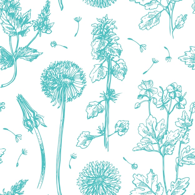 Pattern with wildflowers