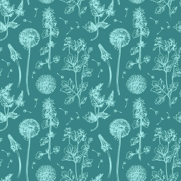 Vector pattern with wildflowers