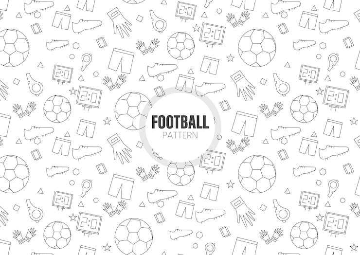 Vector the pattern with the word football on the white background