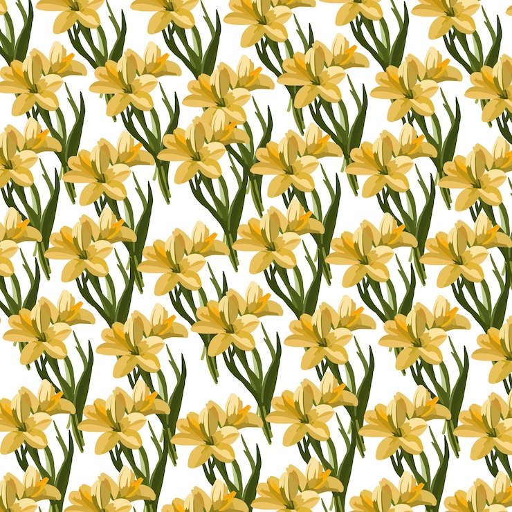 Vector pattern with yellow watercolor wildflower