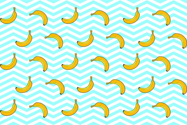 Pattern of yellow bananas on a black and white background