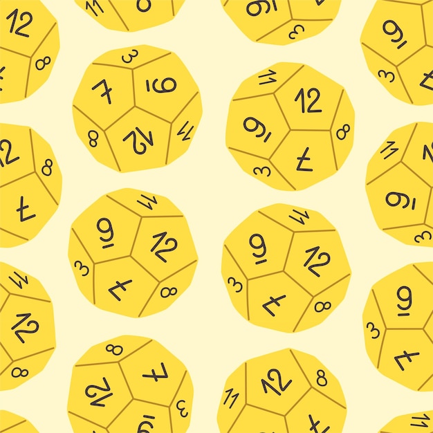 a pattern of yellow dice with the numbers 12 and 12 on them.
