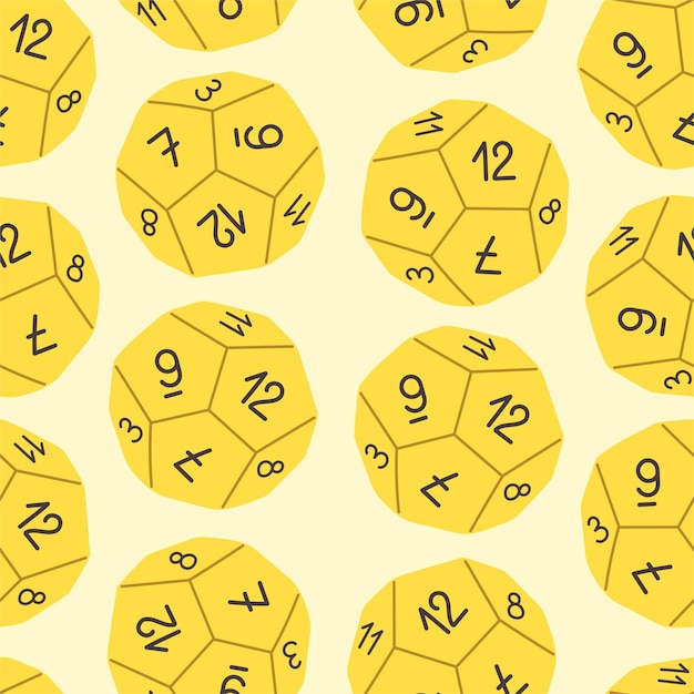 A pattern of yellow dice with the numbers 12 and 12 on them.