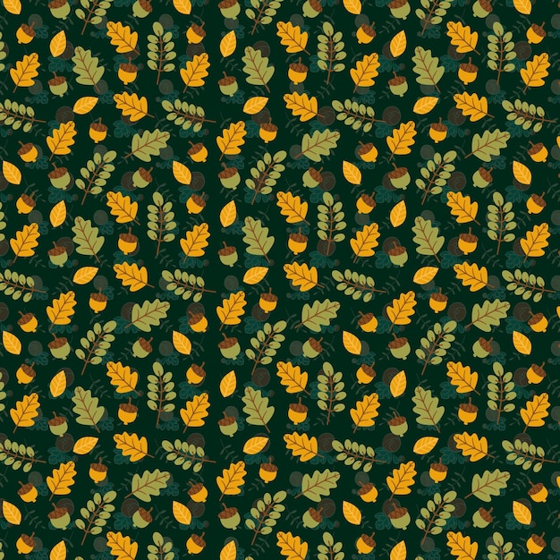 a pattern of yellow flowers with green leaves