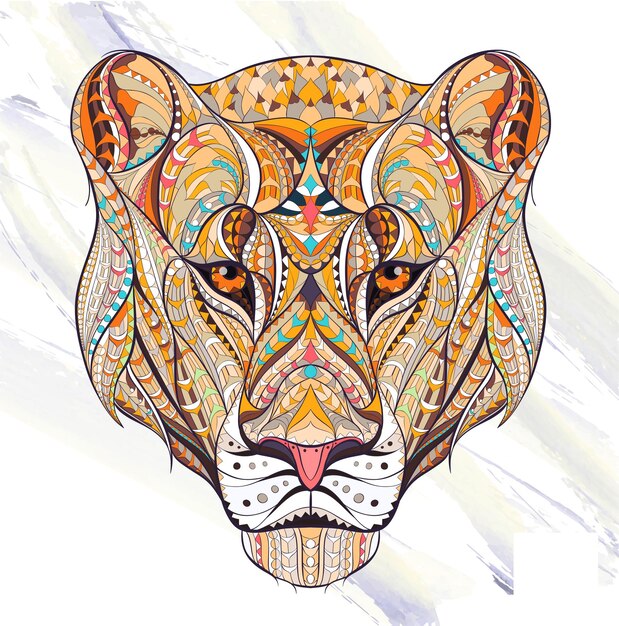 Vector patterned head of the lioness