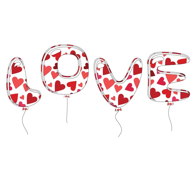 Patterned Love Balloon Letters Vector Graphic