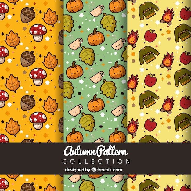 Patterns for autumn, kawaii style