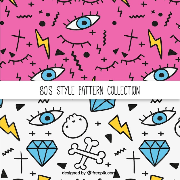 Patterns of the eighties with drawings