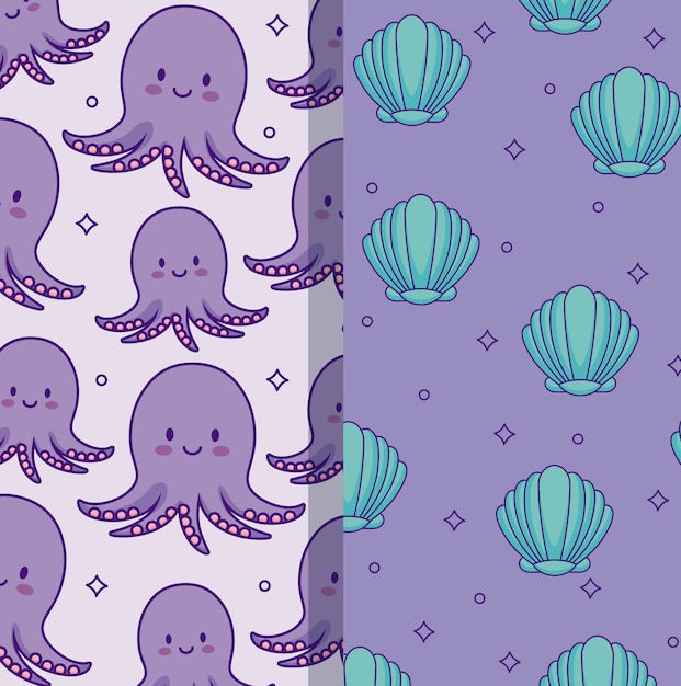 Patterns of octopus and shells