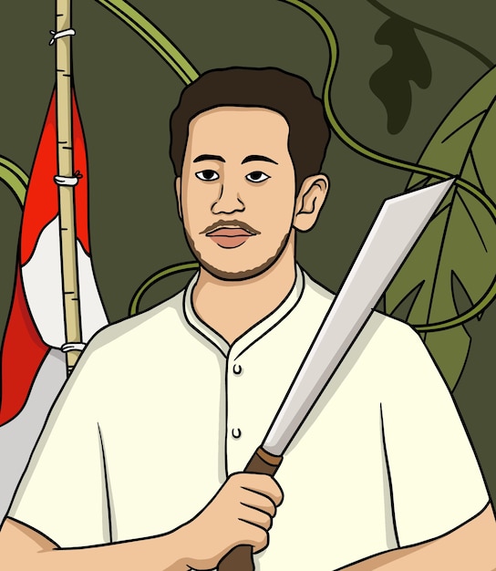 Pattimura portrait illustration Happy Indonesian National Heroes day