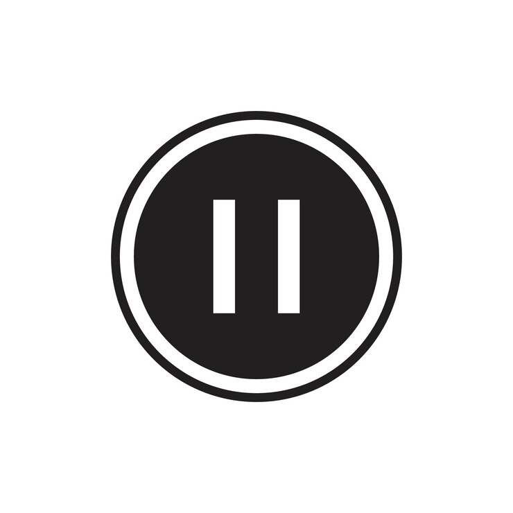 Pause button icon Flat art in black and white isolated