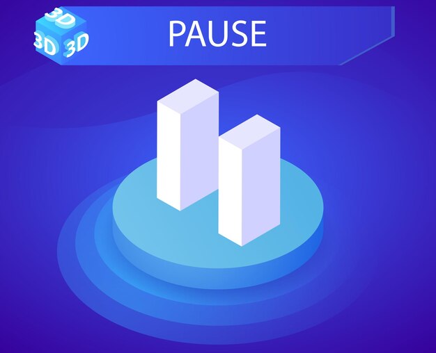 Pause isometric design icon Vector web illustration 3d colorful concept