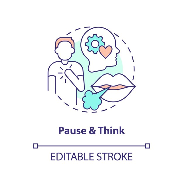 Pause and think concept icon