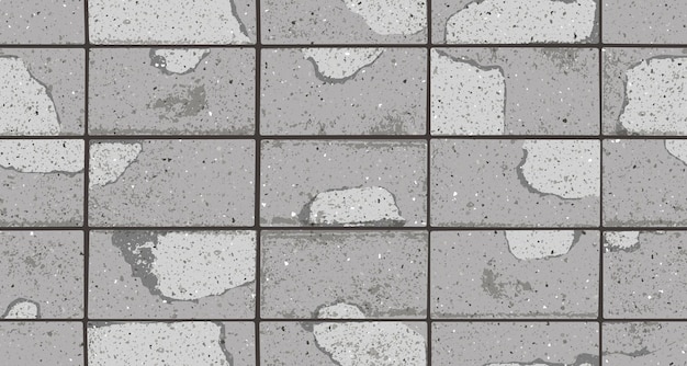 Vector pavement with textured cracked old bricks seamless pattern