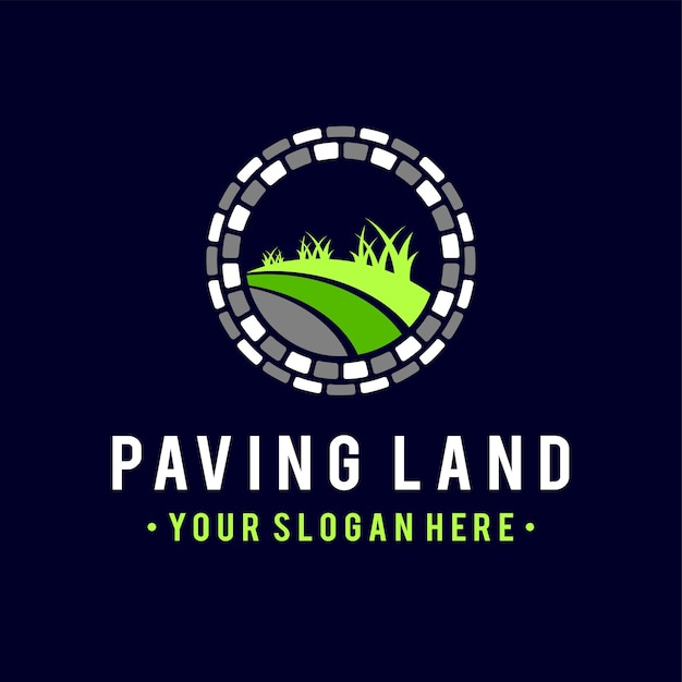 paving land logo with grass concept