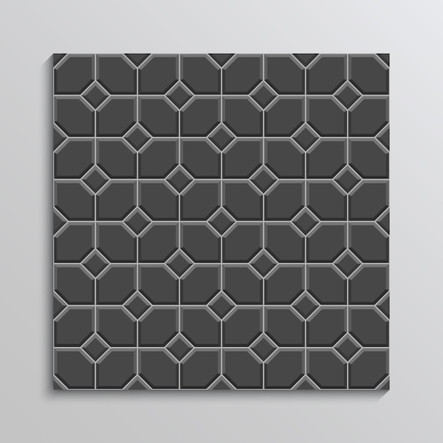 Vector paving slabs street texture black paver tile seamless pattern cobblestone print