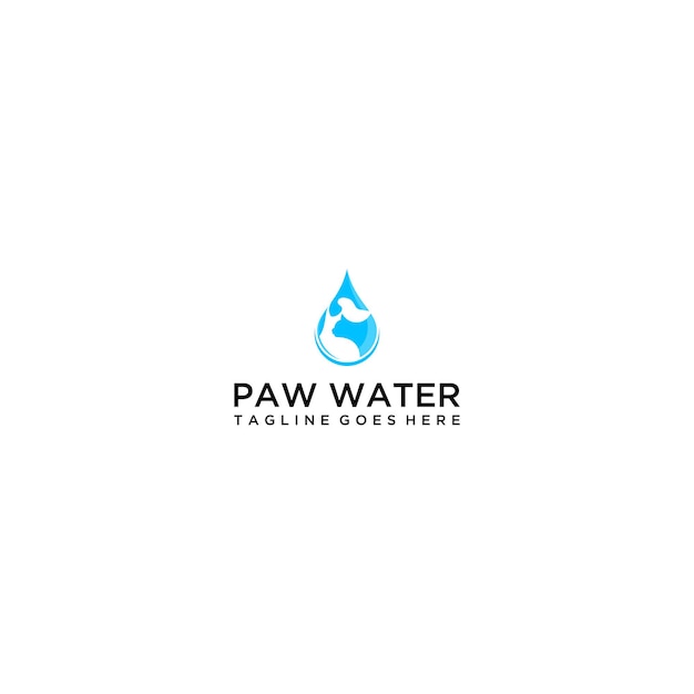 Paw en waterdruppel logo ontwerpsjabloon