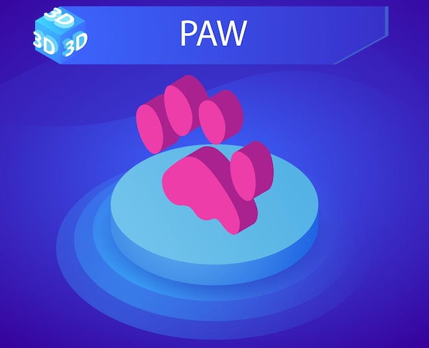 Paw isometric design icon Vector web illustration 3d colorful concept