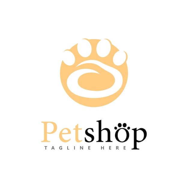 ペットショップのロゴの足のロゴのデザインのベクトル図