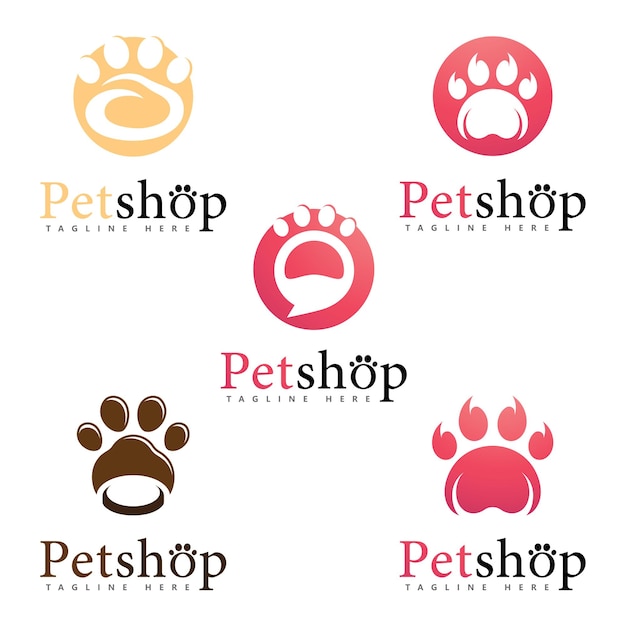 Illustrazione vettoriale del design del logo della zampa, per il logo del negozio di animali