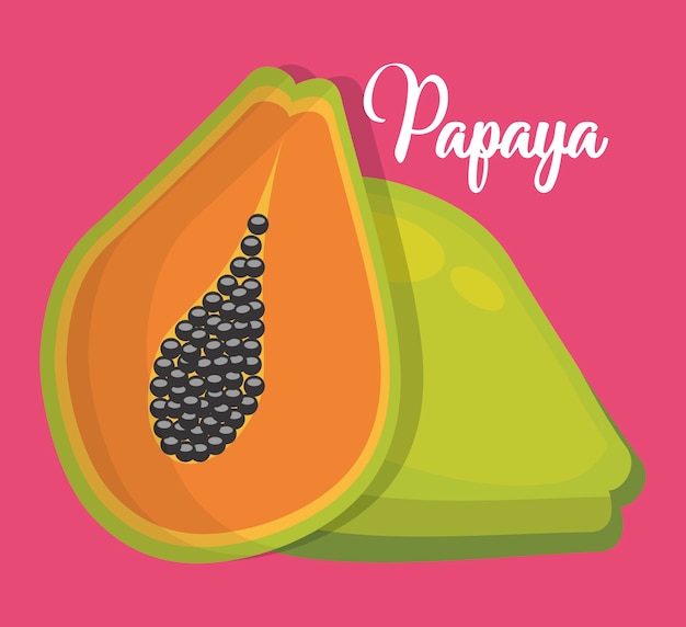 paw paw fruit icon over pink background