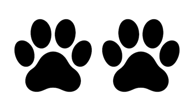 Paw print icon animal footprint black silhouette vector illustration