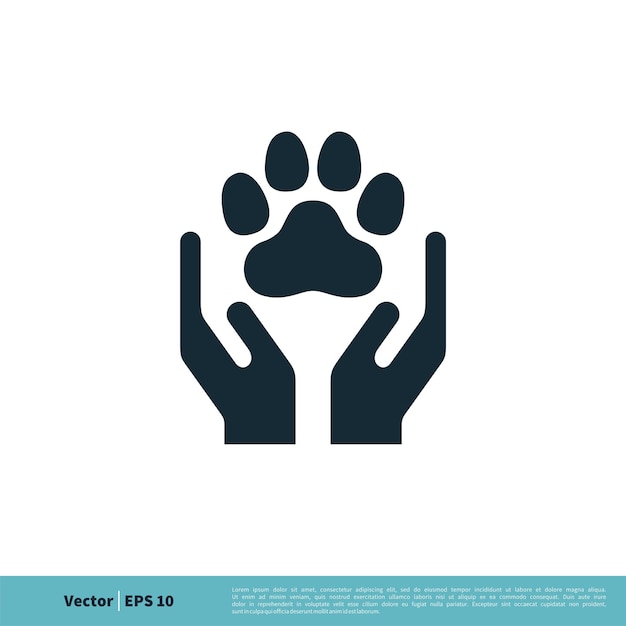 Paw print pet care icon vector logo template illustration design vector eps 10