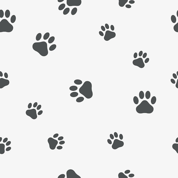 Paw seamless pattern. background with footprint of an animal -
cat, dog, bear. vector illustration.