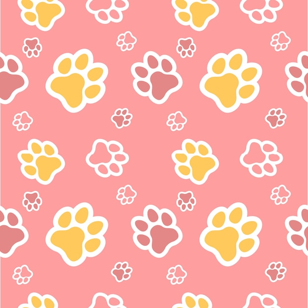 Paw seamless pattern vector doodle abstract animal footprint background