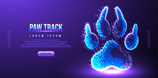 Paw track low poly wireframe