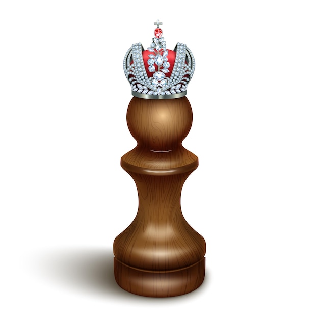 Vector a pawn with a crown on his head. the concept of success, personal growth, hidden talents.