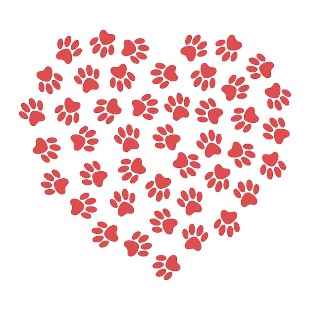 Vector pawprints in a heart shape